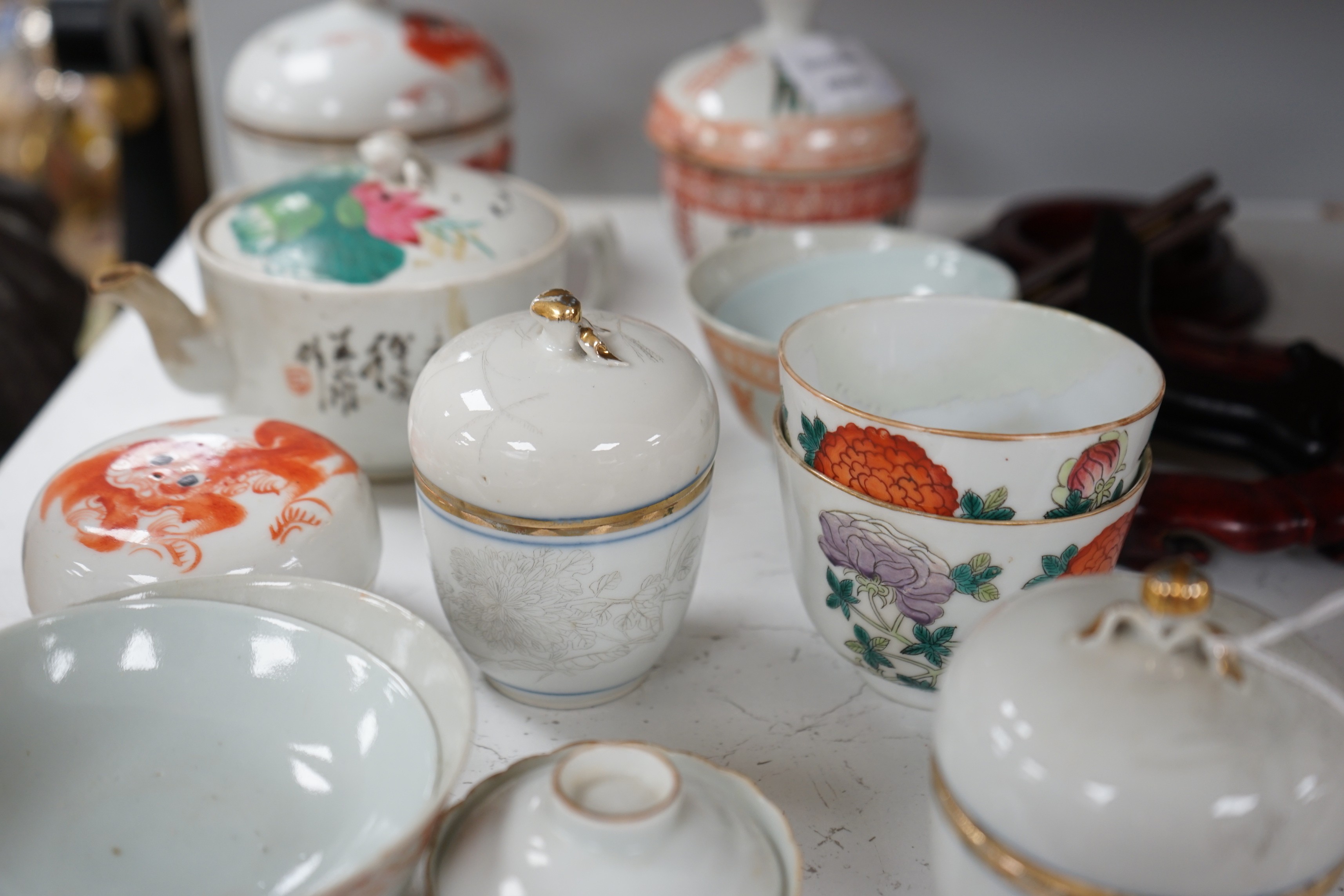 A group of various Chinese porcelain teawares, 19th and 20th century